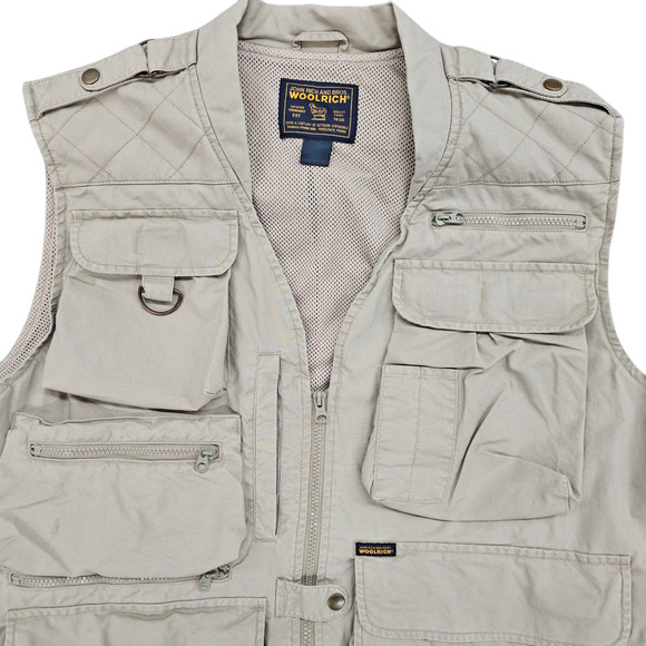 Vintage Woolrich John and Bros. Vest Mens Large Tan Fly Fishing Hunting Vented - Picture 3 of 16